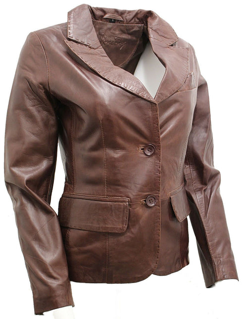 Womens Leather Blazer Jacket-Seregno