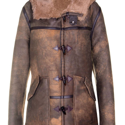 Mens Antique Sheepskin Duffle Coat-Arona