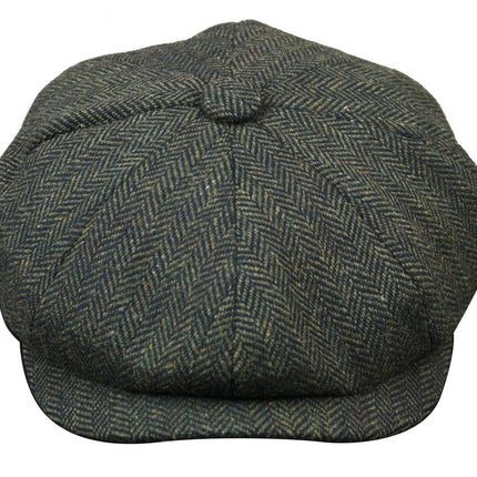 Mens Peaky Blinders Charcoal Tweed Gatsby Flat Baker Hat