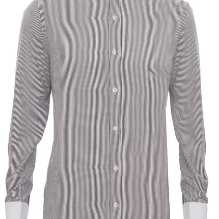 Mens Peaky Blinders Removable Collar Nehru Black Striped Collarless Shirt