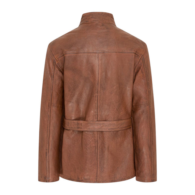 Men's Tan Lamb Leather Safari Parka Jacket - Edinburgh