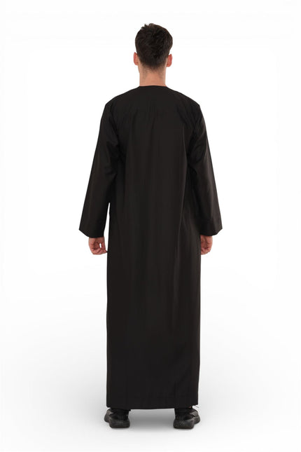Men's Eid Black Moroccan Jubba Robe Djellaba Ramadan Eid Thobe - HM11