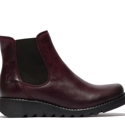 Fly London Womens Red Salv Chelsea Leather Ankle Casual Wedge Heel Boots