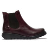 Fly London Womens Red Salv Chelsea Leather Ankle Casual Wedge Heel Boots