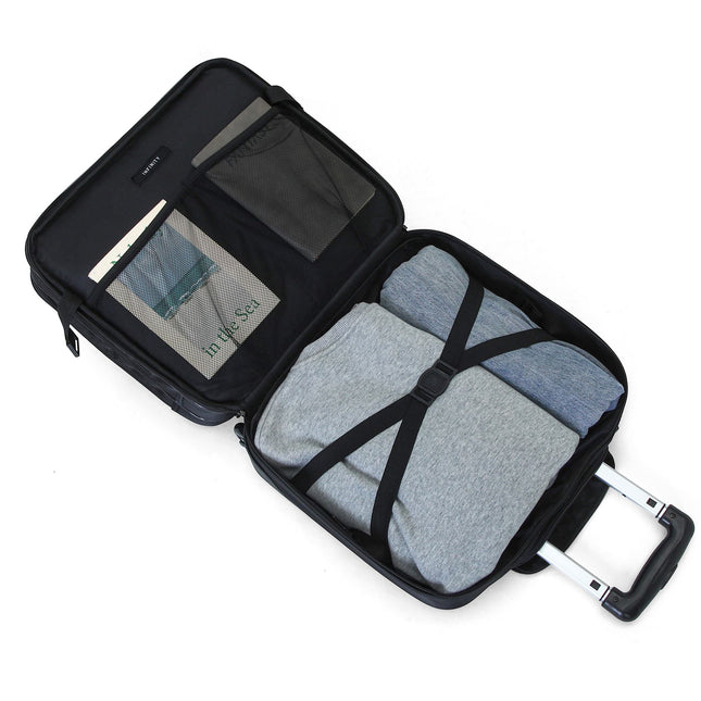 17" Black Wheeled Laptop Briefcase 1680D Polyester 4 Wheel Business Bag