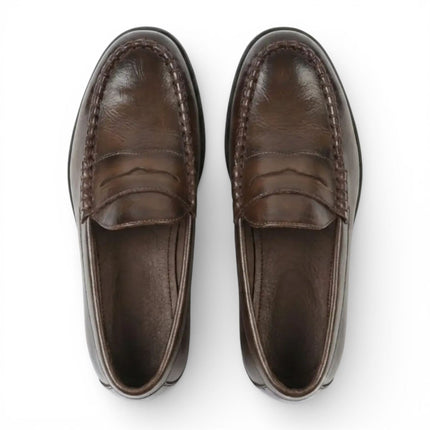 Mens Brown PU Leather Formal Dress Penny Loafers Casual Shoes