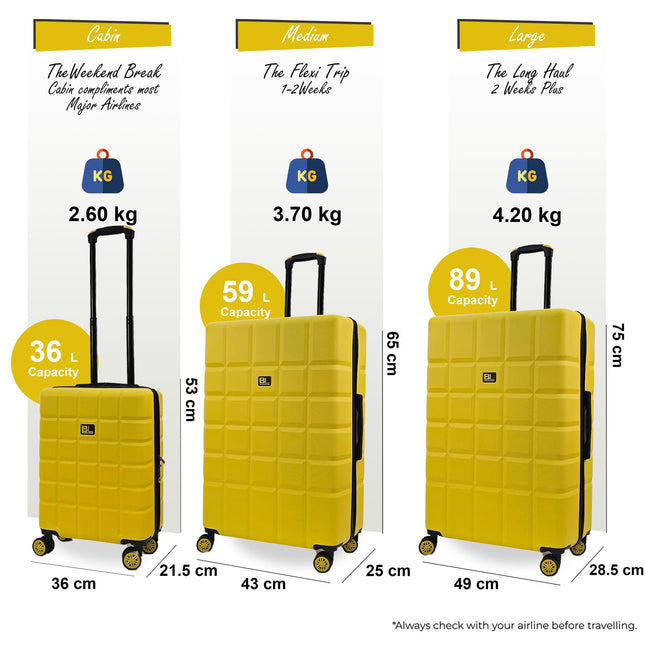 Hard Shell Classic 4 Wheel Travel Suitcase Set