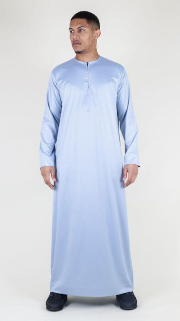 Men's Grey Thobe Robe Satin Emirati Islamic Jubba Eid Slim Fit