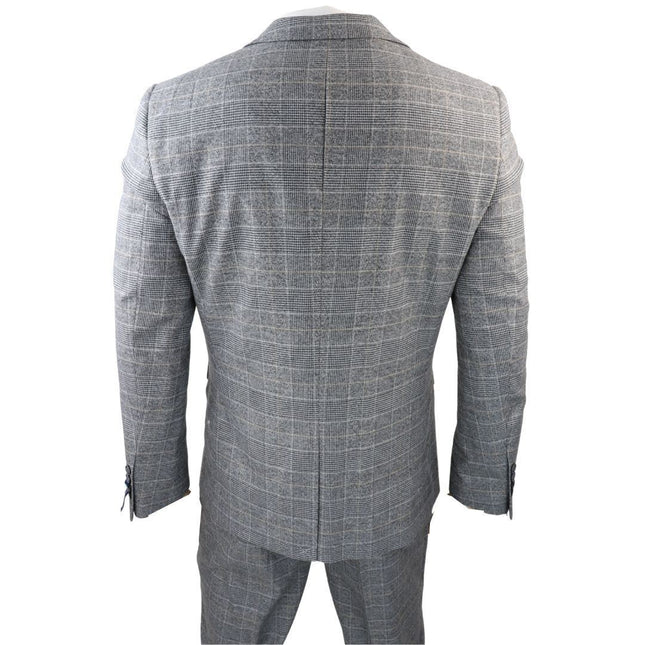 Men's Check Grey 3 Piece Prince Of Wales Suit