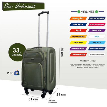 Soft Shell Lightweight Nylon Suitcase Set 4 Wheel Travel Case Holiday Bags