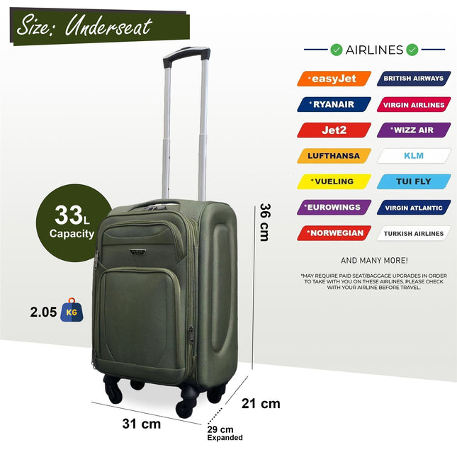 Soft Shell Lightweight Nylon Suitcase Set 4 Wheel Travel Case Holiday Bags