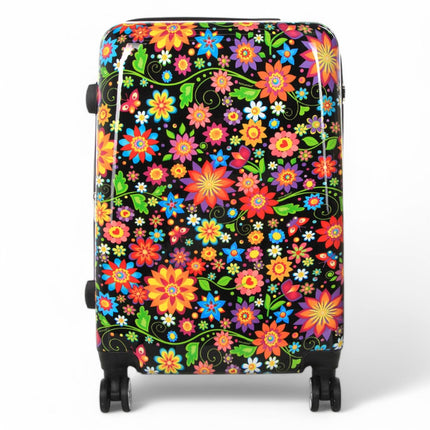 Strong Expandable Hard Shell Dual 4 Wheel Suitcase Set Print Luggage Cabin Travel Bag
