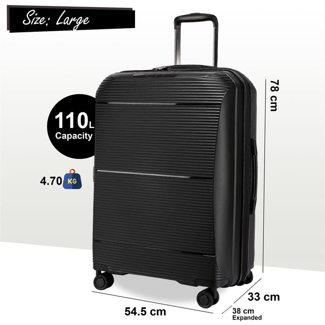 Expandable Hard Shell PP 8 Wheel Luggage Travel Cabin Holiday Bags Suitcase Set