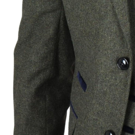 Men's Olive Green Wool Blend Tweed Formal Blazer