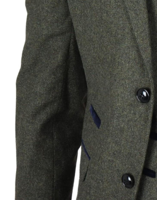 Men's Olive Green Wool Blend Tweed Formal Blazer