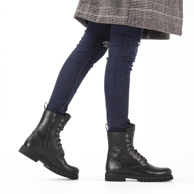 Panama Jack Women's Frisia B1 Black Waterproof Leather Combat Boots
