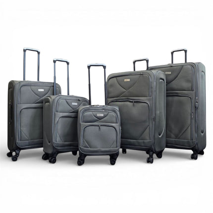 Soft Shell Lightweight Nylon Suitcase Set 4 Wheel Travel Case Holiday Bags