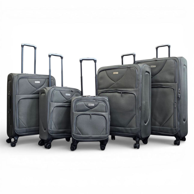 Soft Shell Lightweight Nylon Suitcase Set 4 Wheel Travel Case Holiday Bags