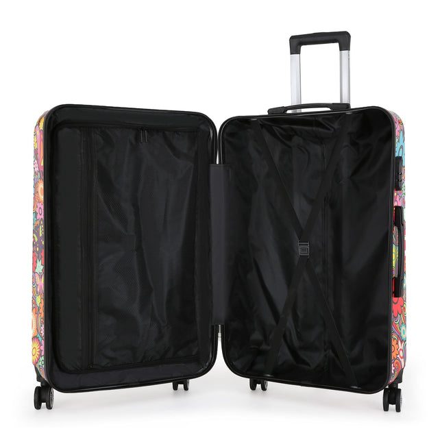 Hardside Shell Suitcase Set Flower Print Luggage Lightweight Cabin Travel Bag