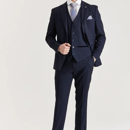 Men's Navy Suit Trouser Prince Of Wales Formal Trouser