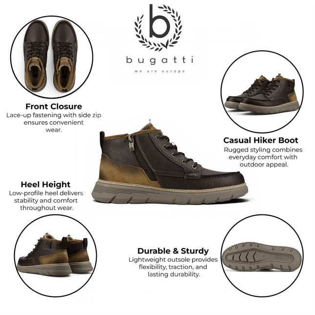 Bugatti Men's Leather Brown Lace-up Casual Ankle Boots - Pulau