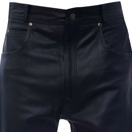 Mens Black '501' Leather Jeans-Montana