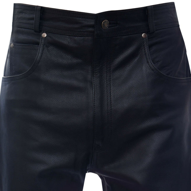 Mens Black '501' Leather Jeans-Montana