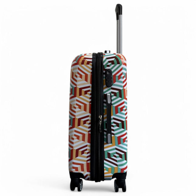 Strong Expandable Hard Shell Dual 4 Wheel Suitcase Set Print Luggage Cabin Travel Bag
