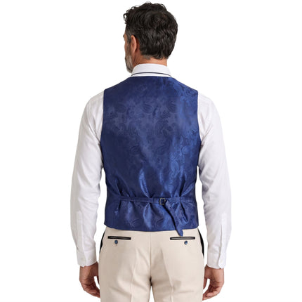 Men's Cream Checked Tailored Fit Waistcoat - Regent