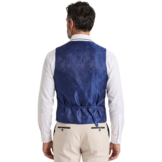 Men's Cream Checked Tailored Fit Waistcoat - Regent