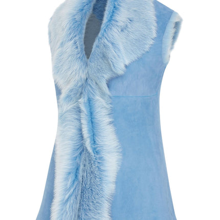 Women's Blue Toscana Sheepskin Long Gilet-Sorocaba