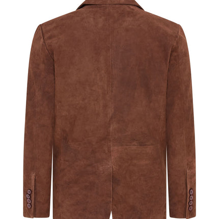 Mens Suede Blazer Jacket Soft Real Italian Leather Fitted Vintage Coat