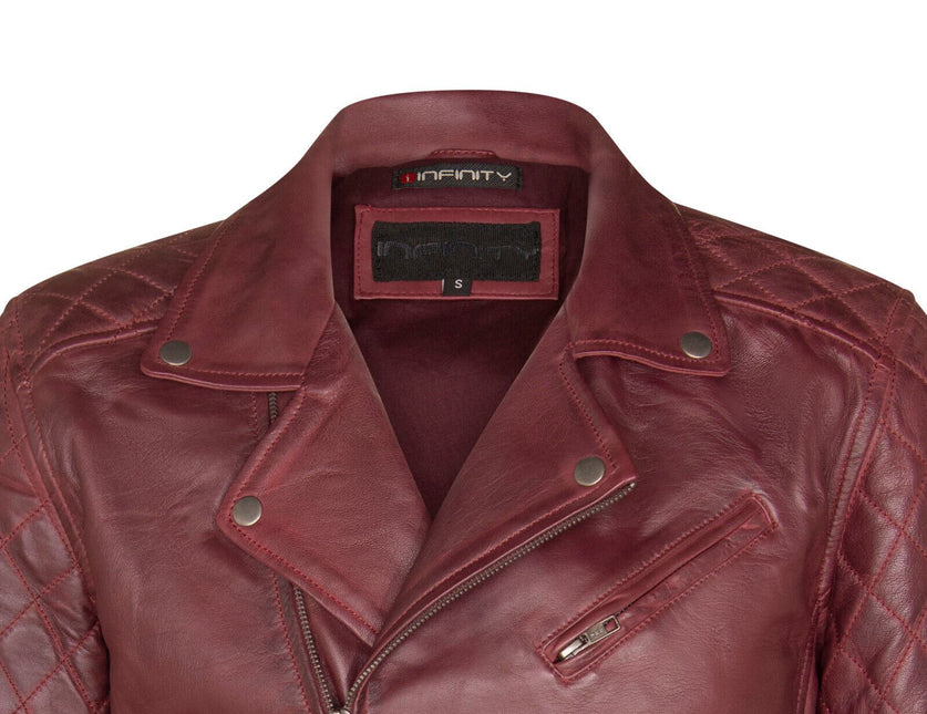 Mens Cross Zip Leather Biker Jacket - Gibraltar