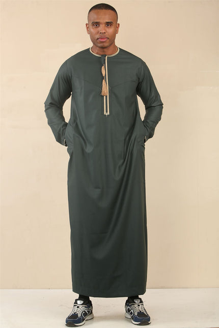 Men's Omani Eid Green Thobe  Saudi Emirati Jubba Robe