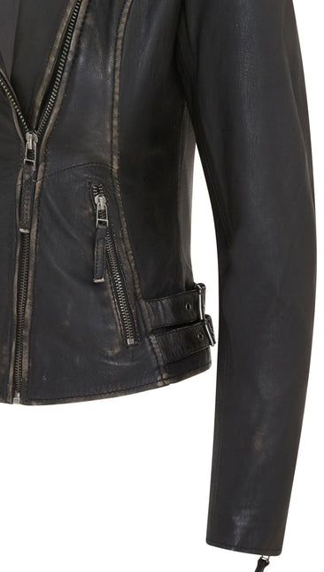Womens Black Quilted Leather Brando Classic Biker Jacket