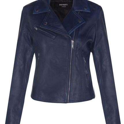 Womens Leather Classic Biker Brando Jacket-Baku