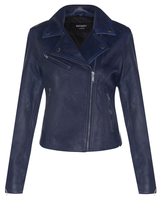 Womens Leather Classic Biker Brando Jacket-Baku
