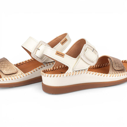 Pikolinos Women's White Leather Lightweight Summer Wedge Sandals - Cadaques