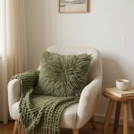 Genuine Sheepskin Thyme Green  40x40cm Real Wool Single Sided Cushion