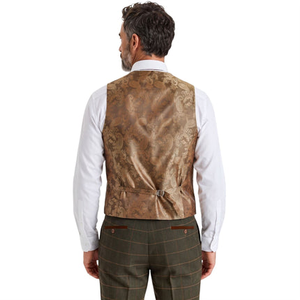 Men's Green Tweed Herringbone Check Waistcoat - Harris