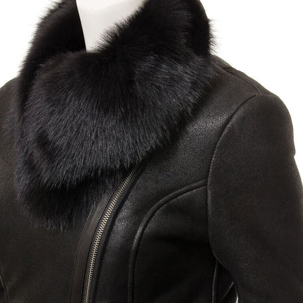 Womens Toscana Sheepskin Biker Jacket-Apopa