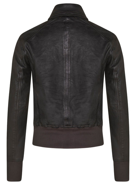 Womens Leather MA-1 Varsity Jacket-Ann Arbor