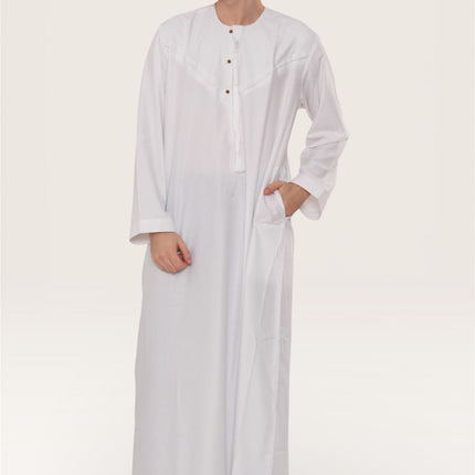 Men's Eid White Moroccan Jubba Robe Djellaba Ramadan Eid Thobe - HM11