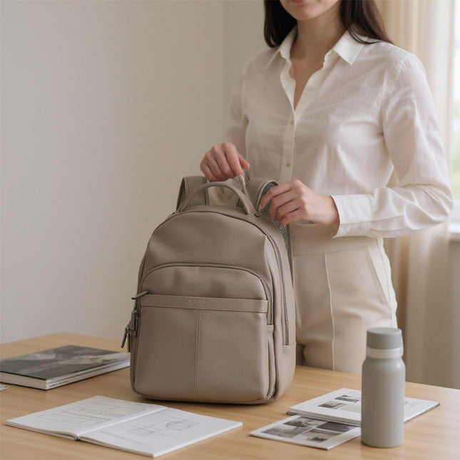 Genuine Leather Grey Vintage Rucksack Laptop Bag Travel Backpack - Capri