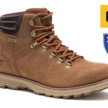 Caterpillar Mens Sire Waterproof Brown Sugar Leather Cat Work Boots
