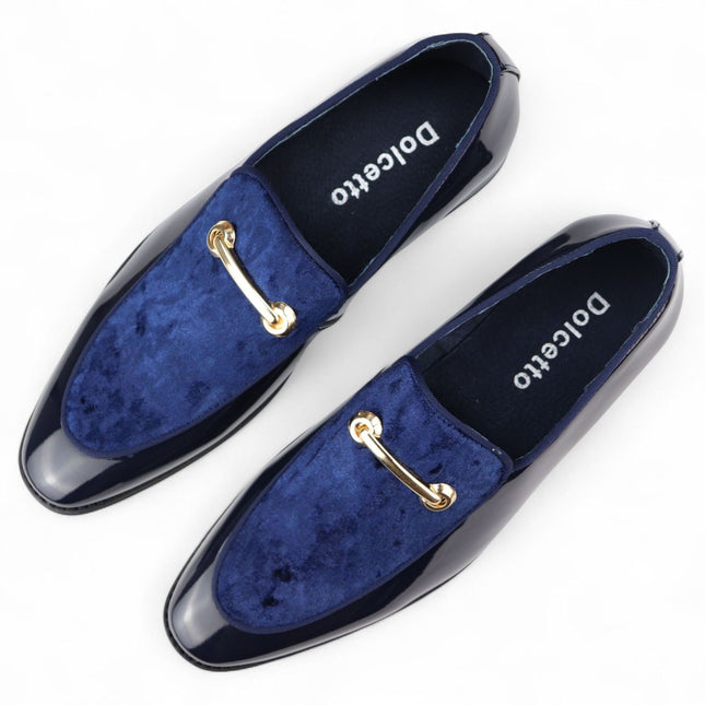 Men’s Smart Blue Loafers Leather Lined Velvet Slip-On Shoes