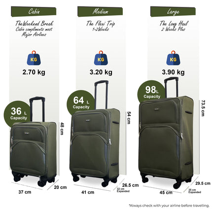 Expandable Soft 8 Wheel Lightweight Suitcase Luggage Travel Bags Set