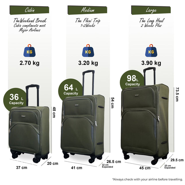 Expandable Soft 8 Wheel Lightweight Suitcase Luggage Travel Bags Set