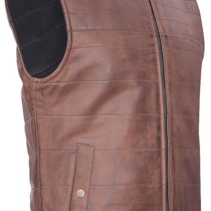 Mens Reversible Black and Brown Leather Gilet-Preston
