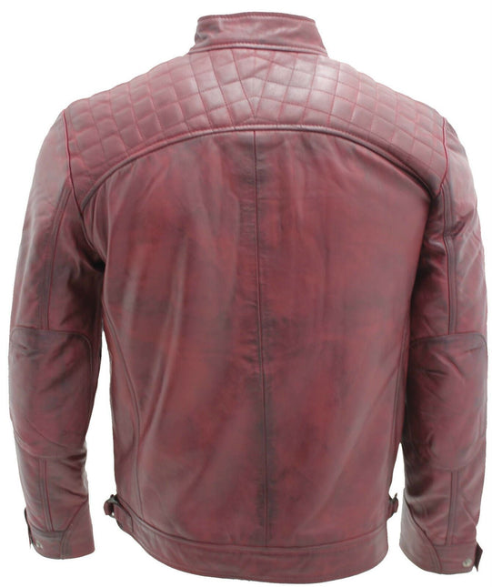 Men's Vintage Leather Quilted Biker Jacket-Monaco